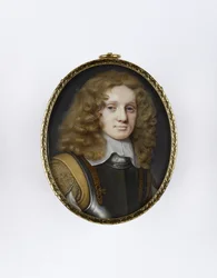 Porträtminiatur eines Mannes in Rüstung, ca. 1660